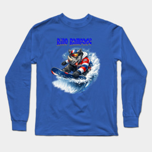 Rhino Rampage – USA Snowboard Shredder Long Sleeve T-Shirt
