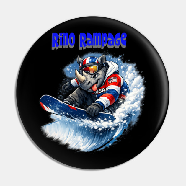 Rhino Rampage – USA Snowboard Shredder Pin by CrazyGirl