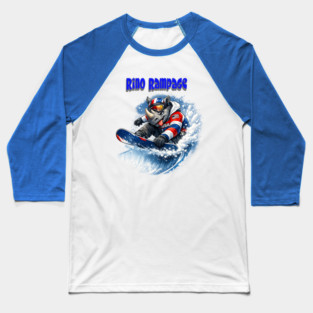 Rhino Rampage – USA Snowboard Shredder Baseball T-Shirt