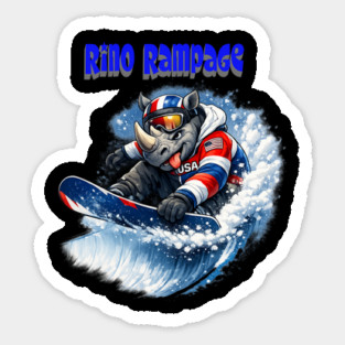 Rhino Rampage – USA Snowboard Shredder Sticker