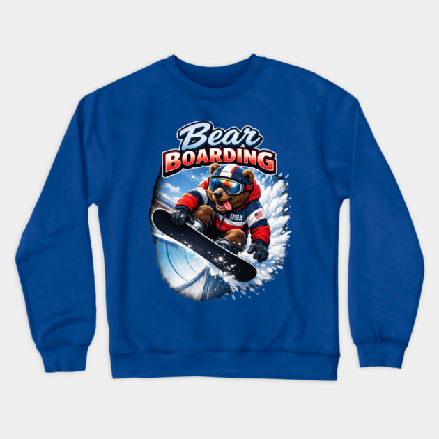 Bear Boarding Crewneck Sweatshirt by CrazyGirl