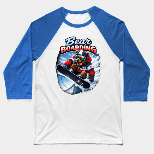 Bear Boarding Baseball T-Shirt by CrazyGirl