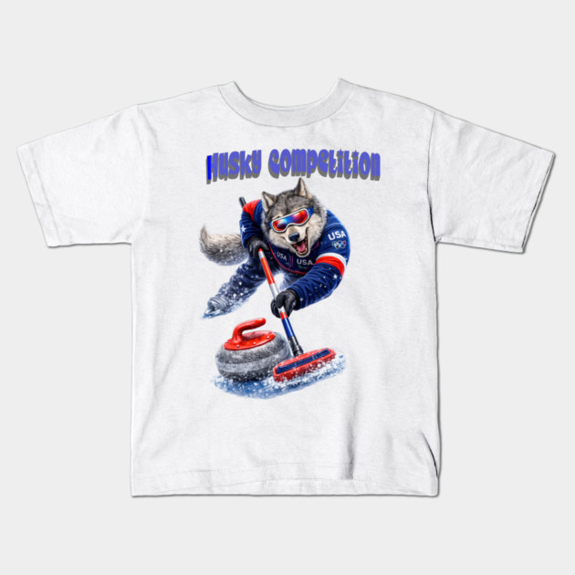 Husky Competition Kids T-Shirt by CrazyGirl