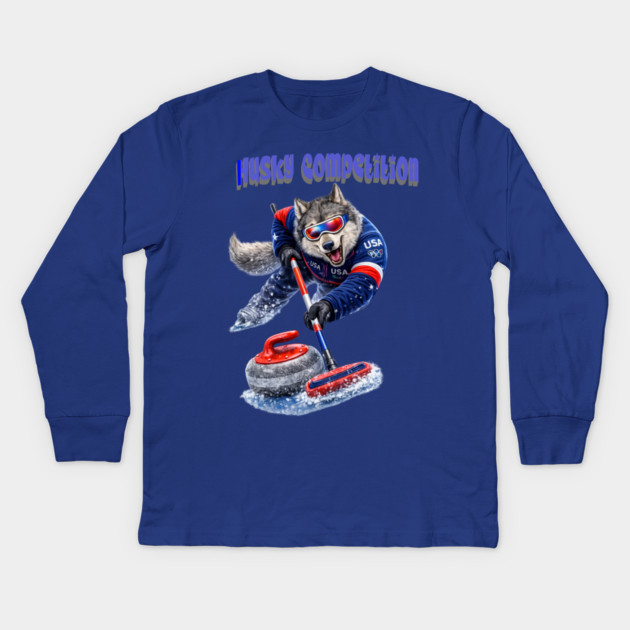 Husky Competition Kids Long Sleeve T-Shirt by CrazyGirl