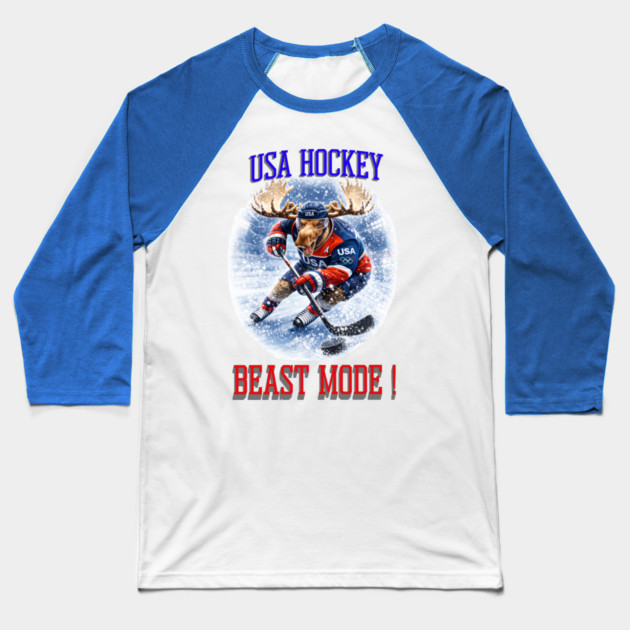 Beast Mode! USA Hockey Baseball T-Shirt by CrazyGirl