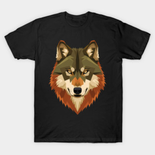 Geometric Wolf Head – Retro Flat Vector Wildlife Art T-Shirt