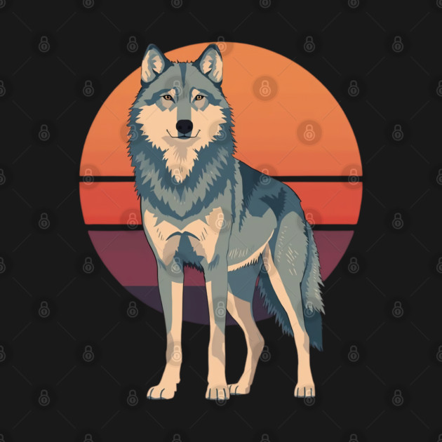 Retro Sunset Wolf – Vintage Wildlife Illustration by Valder’s Brothers
