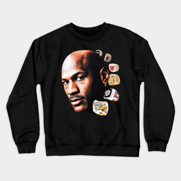 90s Jordan 6 Rings Basketball Classic Crewneck Sweatshirt by nicklower
