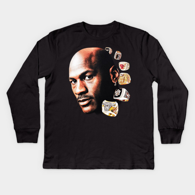 90s Jordan 6 Rings Basketball Classic Kids Long Sleeve T-Shirt by nicklower