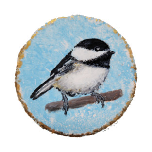 Black-capped Chickadee monoprint sticker