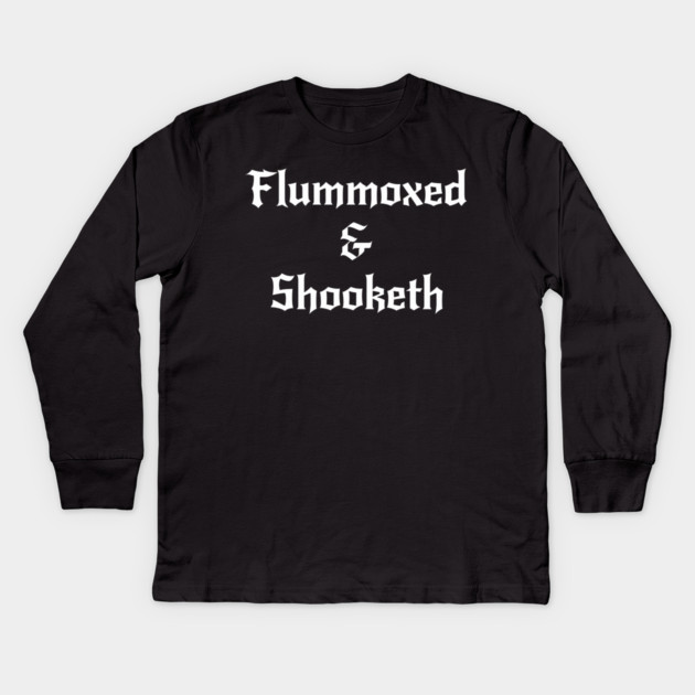 Flummoxed & Shooketh in calligraphy font Kids Long Sleeve T-Shirt by Luxinda