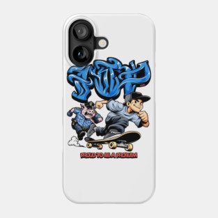Funny Skateboarding Shirt - Proud To Be A Problem Streetwear Cartoon Design Phone Case