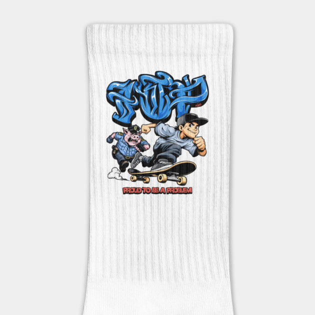 Funny Skateboarding Shirt - Proud To Be A Problem Streetwear Cartoon Design by Wrong