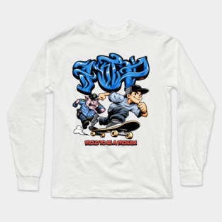 Funny Skateboarding Shirt - Proud To Be A Problem Streetwear Cartoon Design Long Sleeve T-Shirt