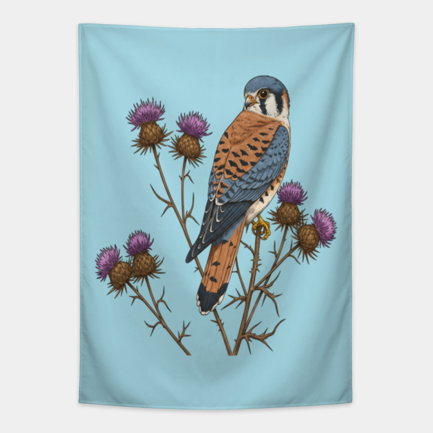 American Kestrel Wildlife Bird Tapestry by BirdsnStuff