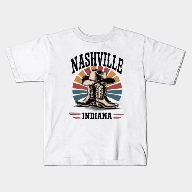 Nashville-Indiana-Western-Boots-Vintage Kids T-Shirt by JessArty
