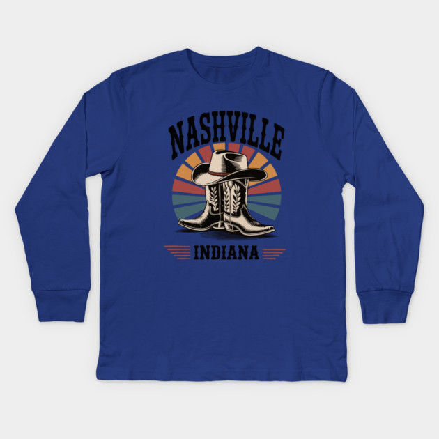 Nashville-Indiana-Western-Boots-Vintage Kids Long Sleeve T-Shirt by JessArty