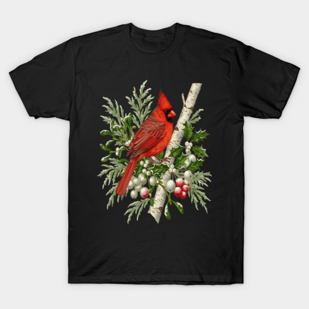 Northern Cardinal Winter Bird T-Shirt by BirdsnStuff