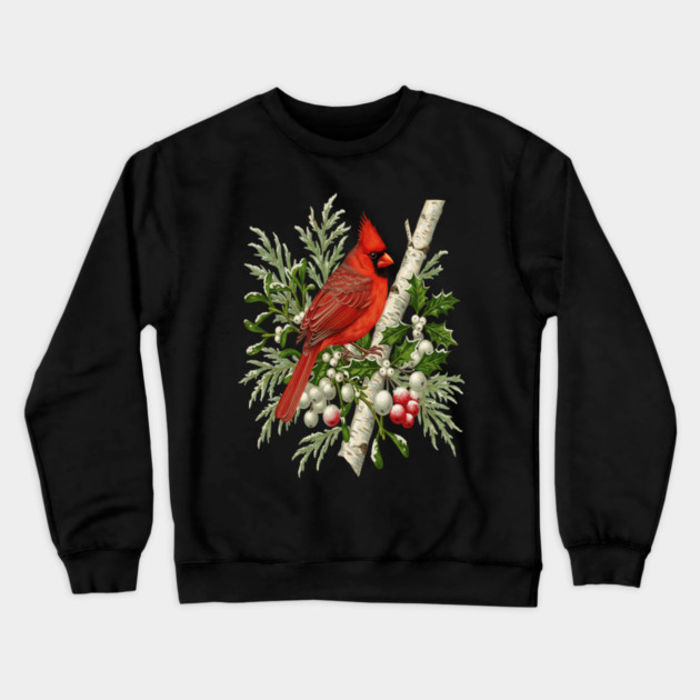 Northern Cardinal Winter Bird Crewneck Sweatshirt by BirdsnStuff