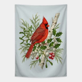 Northern Cardinal Winter Bird Tapestry