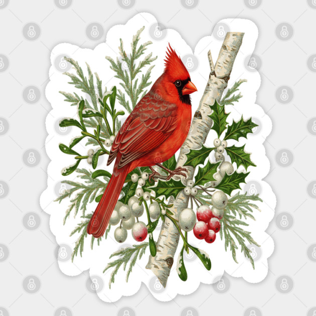 Northern Cardinal Winter Bird Sticker by BirdsnStuff