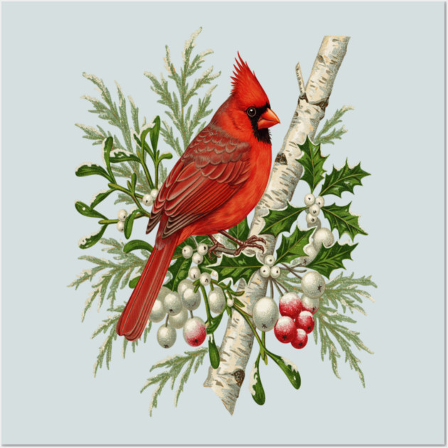 Northern Cardinal Winter Bird Wall Art by BirdsnStuff