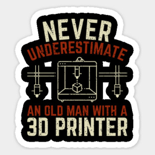Old Man 3D Printer Printing Sticker