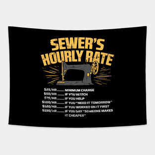 Sewer's Hourly Rate Sewing Machine Tapestry