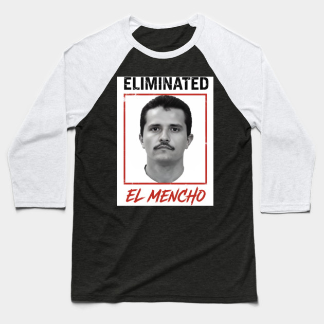 El Mencho Portrait Art Gritty Orange Frame Baseball T-Shirt by Donald's Store 2