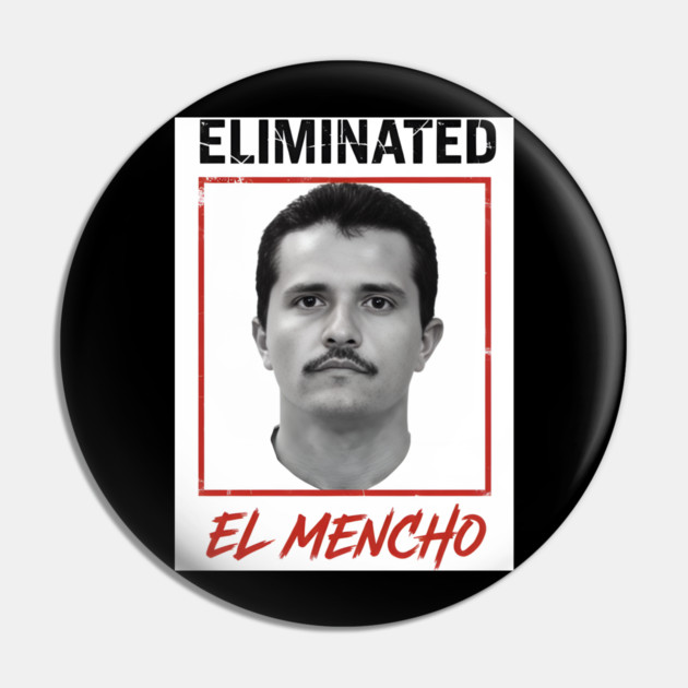 El Mencho Portrait Art Gritty Orange Frame Pin by Donald's Store 2