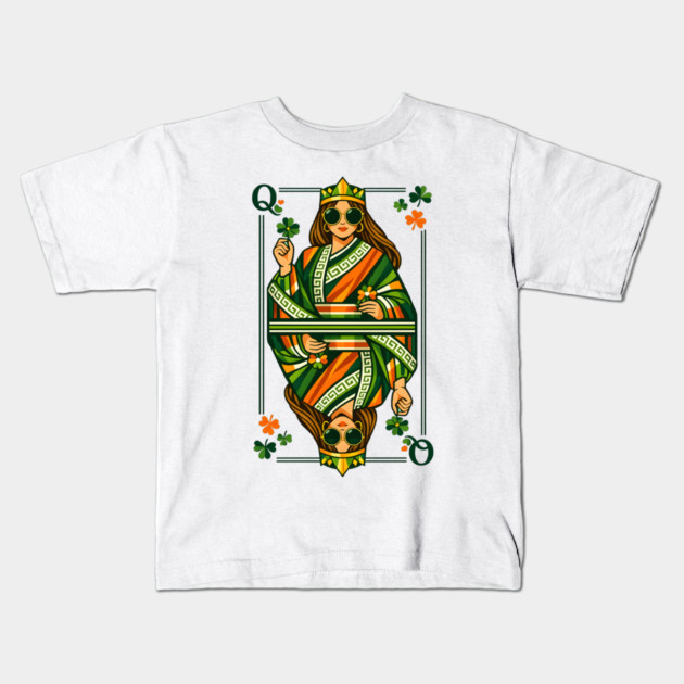 Irish Queen of Clubs St Patrick’s Day Kids T-Shirt by Hays Robert Print