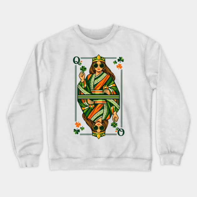 Irish Queen of Clubs St Patrick’s Day Crewneck Sweatshirt by Hays Robert Print