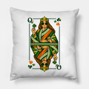 Irish Queen of Clubs St Patrick’s Day Pillow