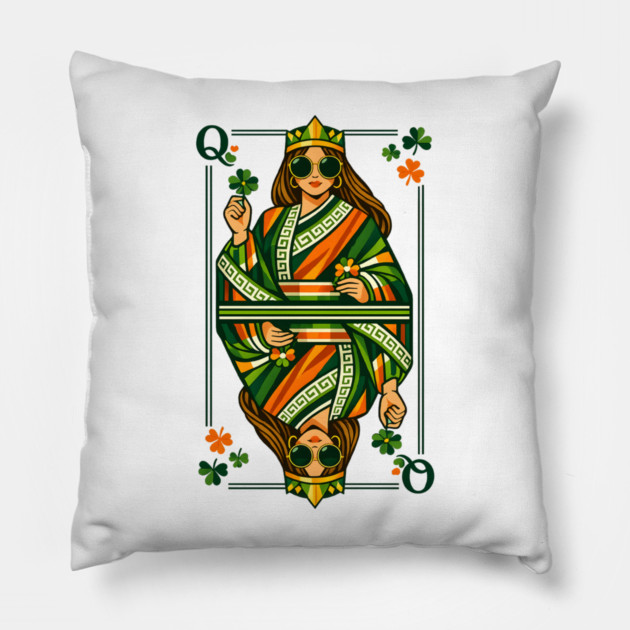 Irish Queen of Clubs St Patrick’s Day Pillow by Hays Robert Print