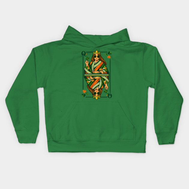 Irish Queen of Clubs St Patrick’s Day Kids Hoodie by Hays Robert Print