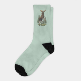 Moose in Forest Wildlife Socks