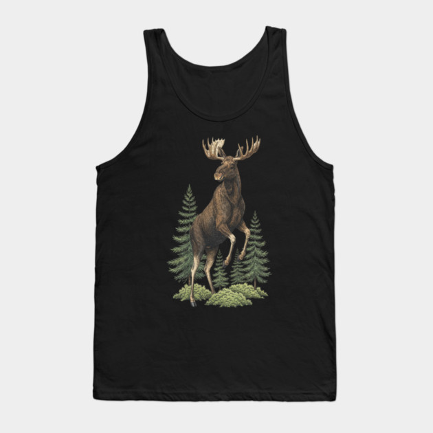 Moose in Forest Wildlife Tank Top by BirdsnStuff