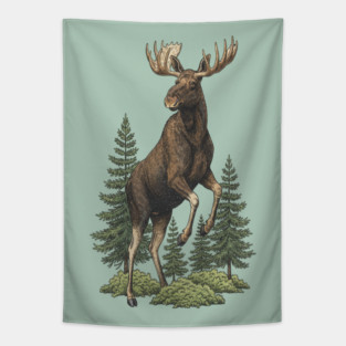 Moose in Forest Wildlife Tapestry