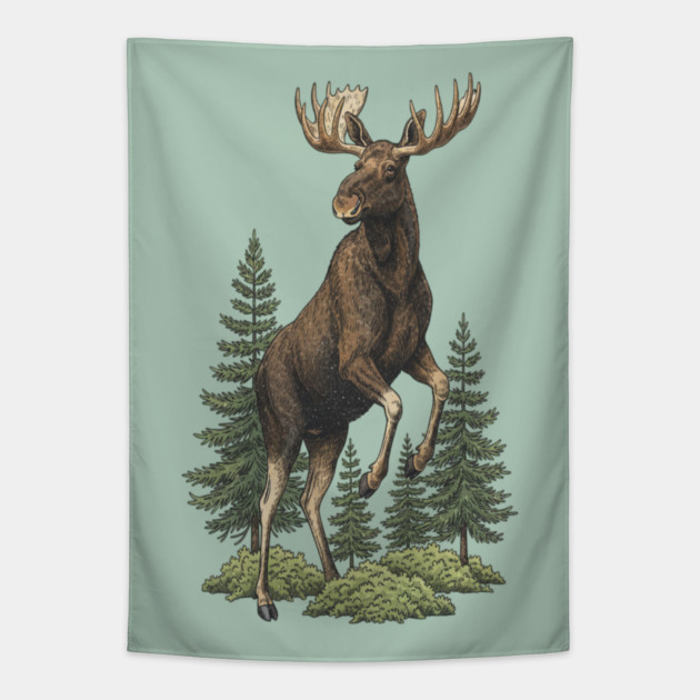 Moose in Forest Wildlife Tapestry by BirdsnStuff
