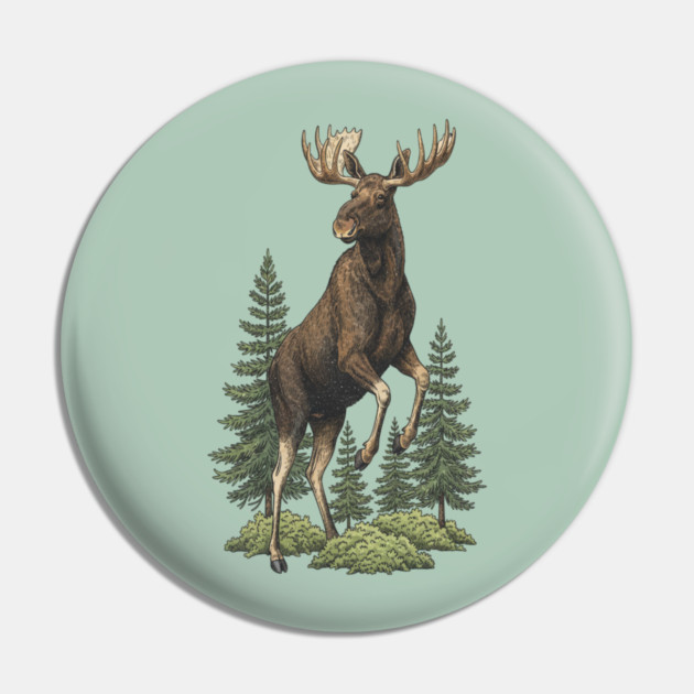 Moose in Forest Wildlife Pin by BirdsnStuff
