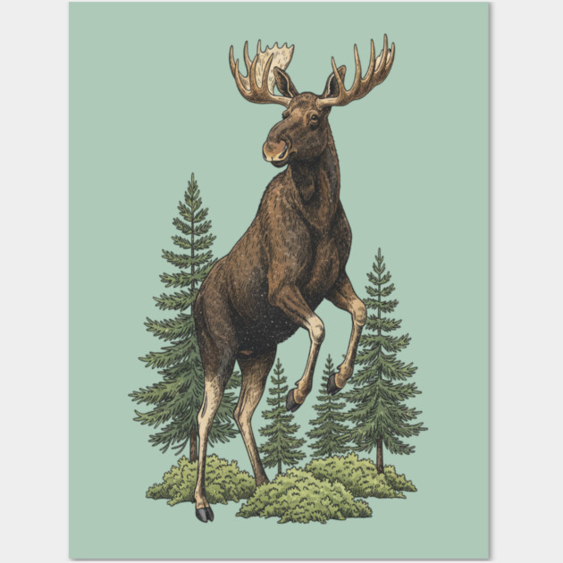 Moose in Forest Wildlife Wall Art by BirdsnStuff