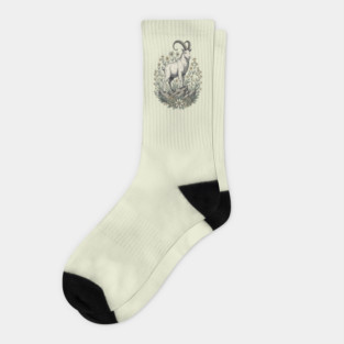 Mountain Goat Floral Mountain Wildlife Socks