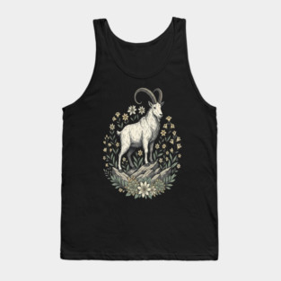 Mountain Goat Floral Mountain Wildlife Tank Top