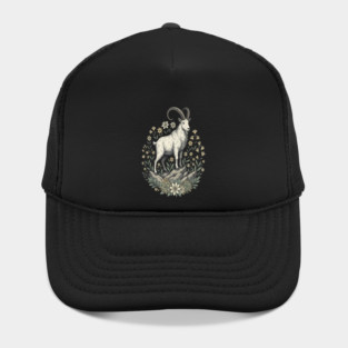 Mountain Goat Floral Mountain Wildlife Hat