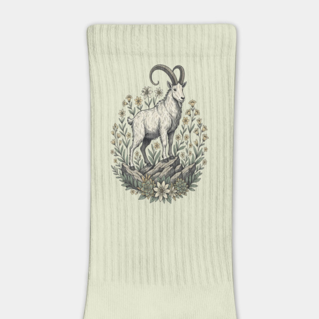 Mountain Goat Floral Mountain Wildlife by BirdsnStuff