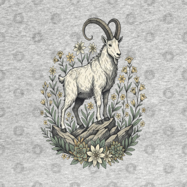 Mountain Goat Floral Mountain Wildlife by BirdsnStuff
