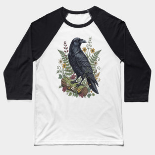 Raven Woodland Wildlife Baseball T-Shirt