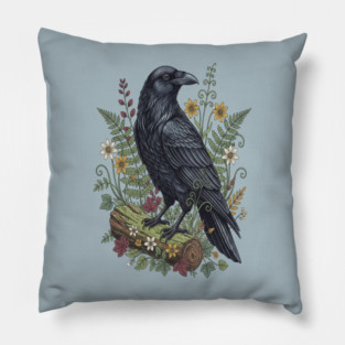 Raven Woodland Wildlife Pillow