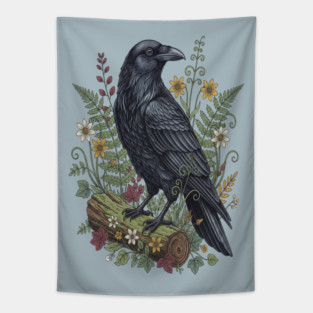 Raven Woodland Wildlife Tapestry