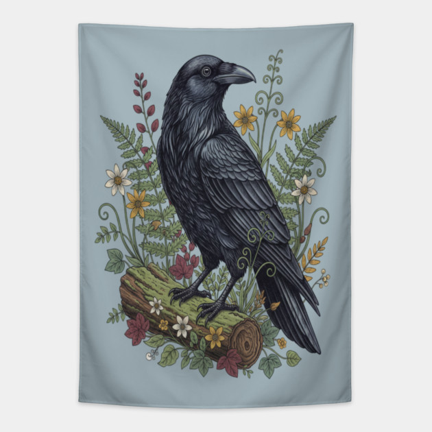 Raven Woodland Wildlife Tapestry by BirdsnStuff